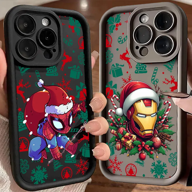 Christmas Marvels Spaiderman Soft Silicone Case For iPhone 17 11 15 16 13 Pro Max 14 Plus 12Pro 16E 17AIR Shockproof Phone Cover