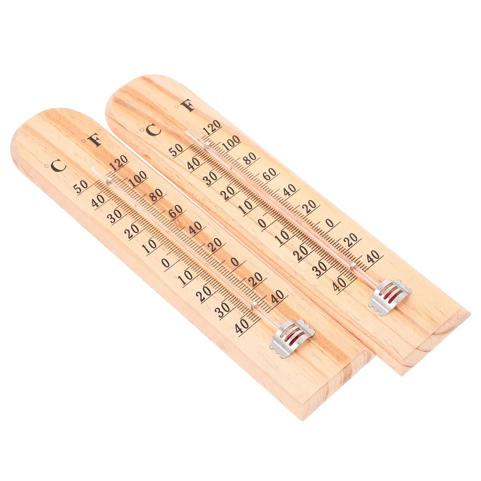 2Pcs Rustic Wooden Thermometer Precise Indoor Outdoor Temperature Indicator for Patio Greenhouse Livestock Farm Decorative