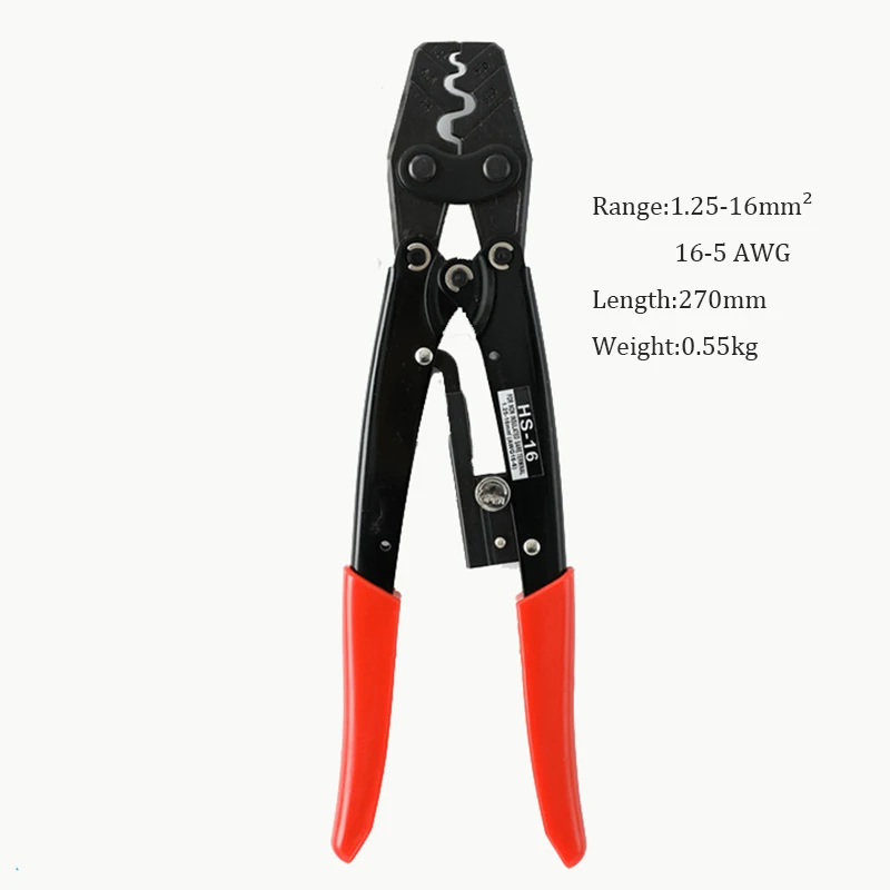 HS-16 Crimping Pliers Lugs Battery Terminals Butt Crimper  Bare Terminal Wire Tool Cutter 1.25-16 .Sq for RNB SNB SC C45