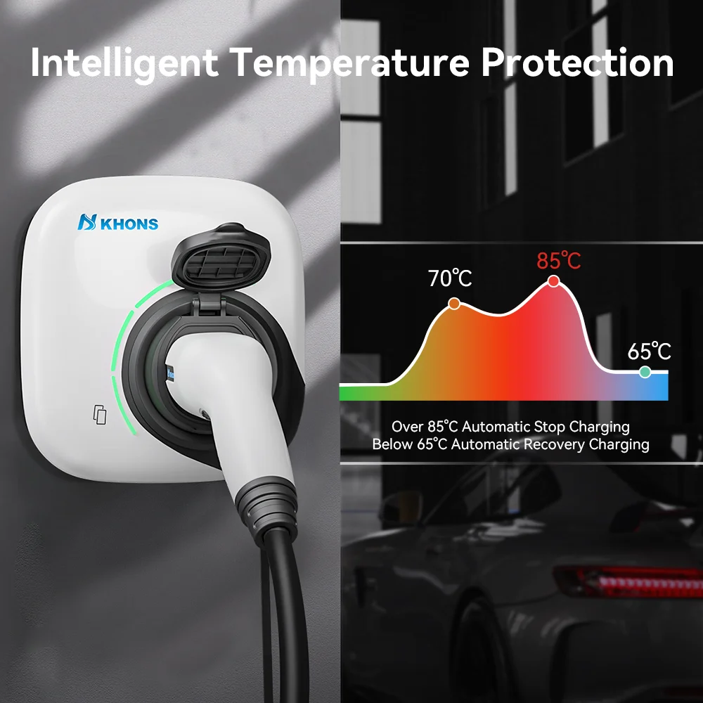 Khons 22KW ثلاث مراحل Type2 محطة شحن السيارة الكهربائية نسخة المقبس شاحن السيارة الكهربائية مع التحكم في تطبيق WIFI