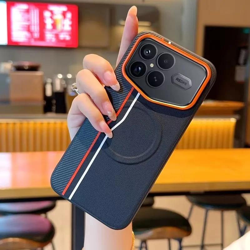 

Luxury phone case for POCO F8 Ultra featuring two-tone line design with magnetic attachment Comfortable to the touch