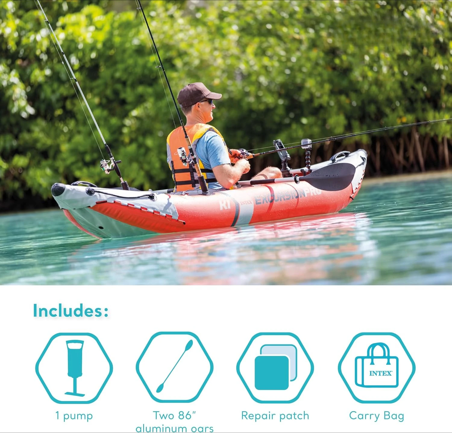 Inflatable Kayak Set: Includes Deluxe 86in Kayak Paddles and High-Output Pump – SuperTough PVC