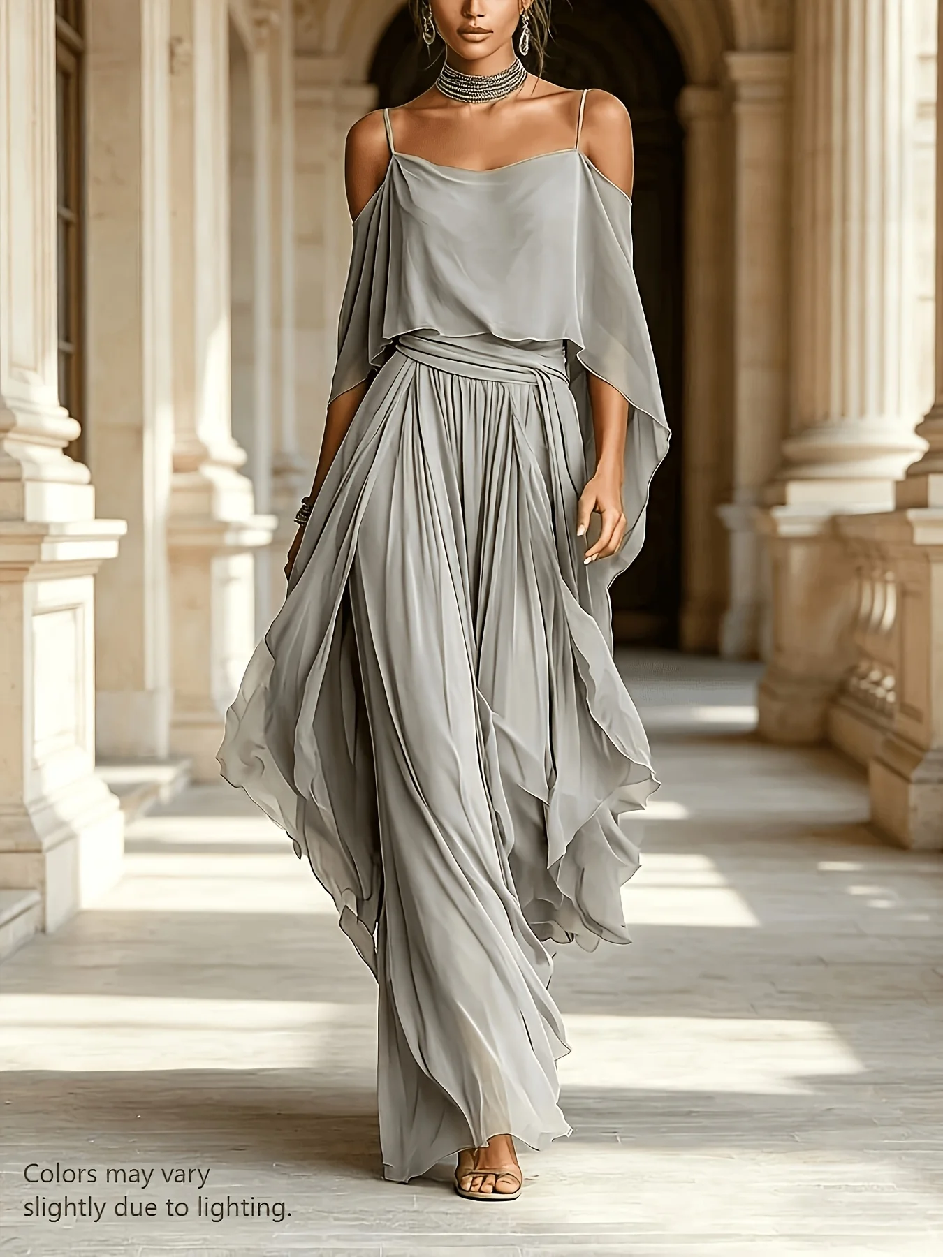 Ladies' Strapless Dress, lightweight Chiffon Fairy-Style Elegant Gown
