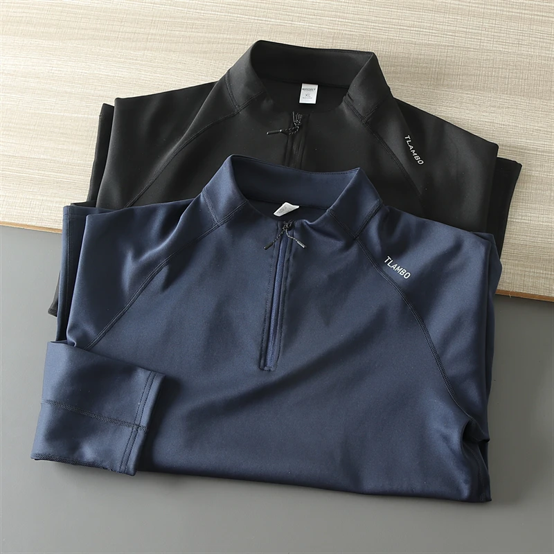 3D Stereo Tailored Outdoor Men's Spring Autumn Long Sleeve Casual Half Zipper Collar Sweatshirt T-Shirt Standard Fit Breathable