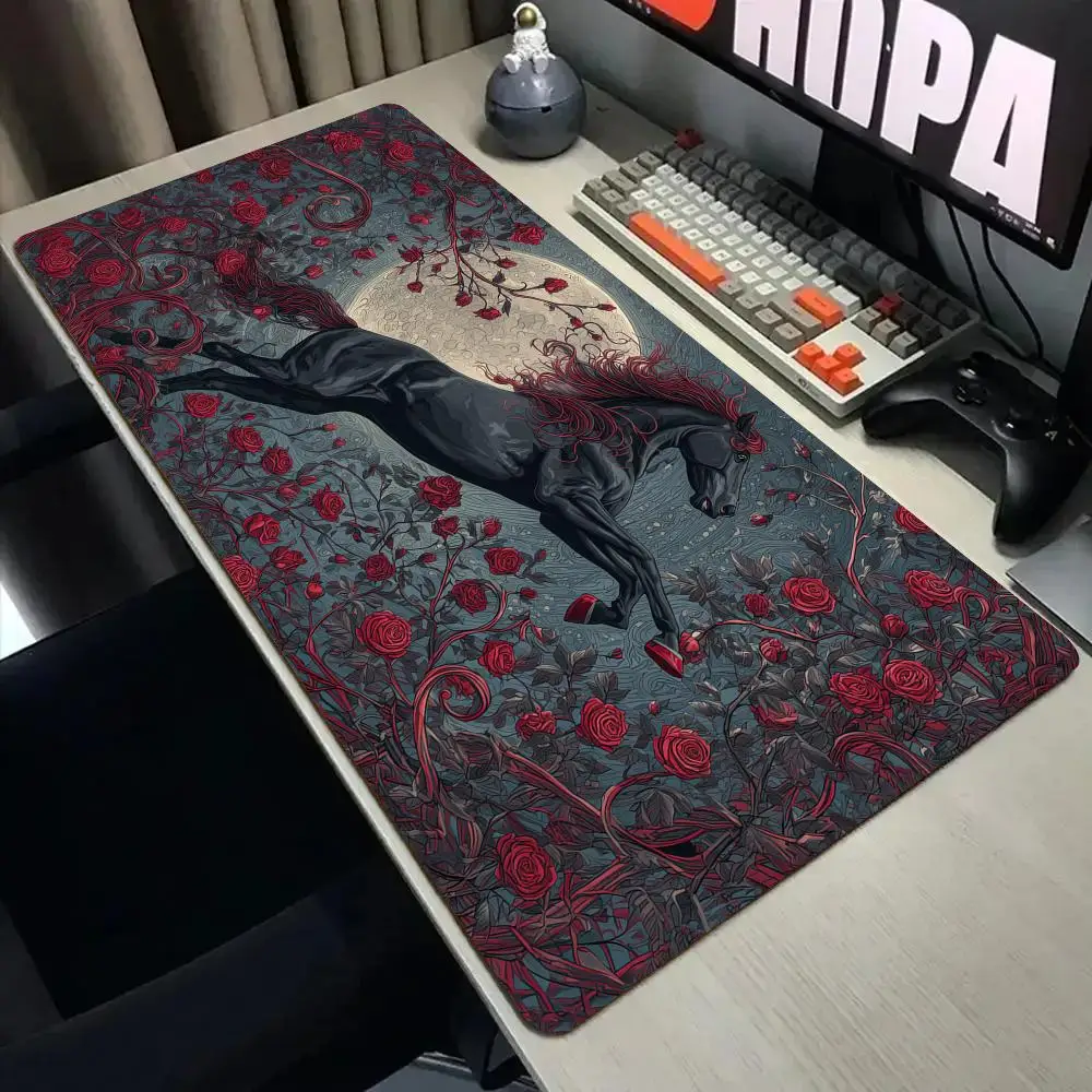 

Red-haired Dark Horse Mouse Pad Desk Mat with Stitched Edge Non-Slip gaming mats pc accessories keyboard desk pad mauspad