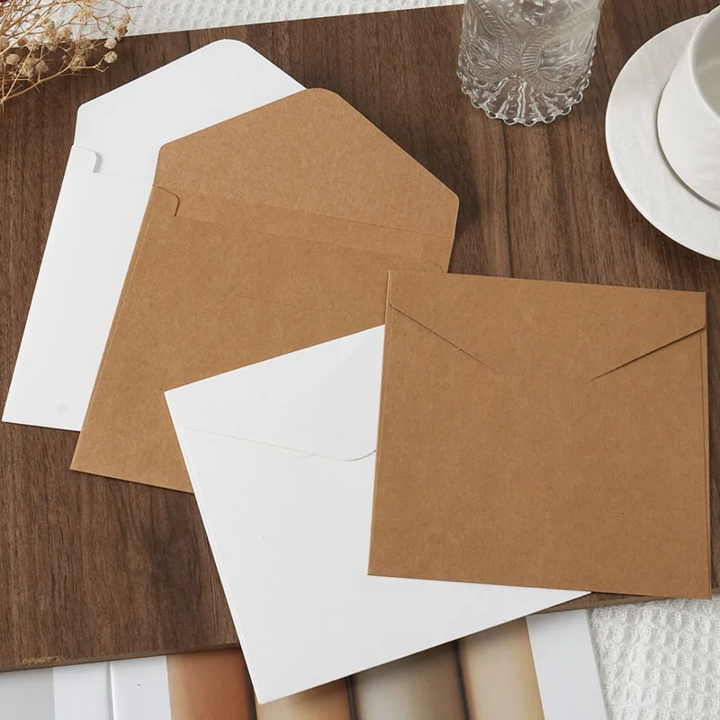 50pcs 15x15cm Envelopes  for Wedding 180g Kraft Paper Invitation Small Business File Folder Stationery Supplies Storage Bag