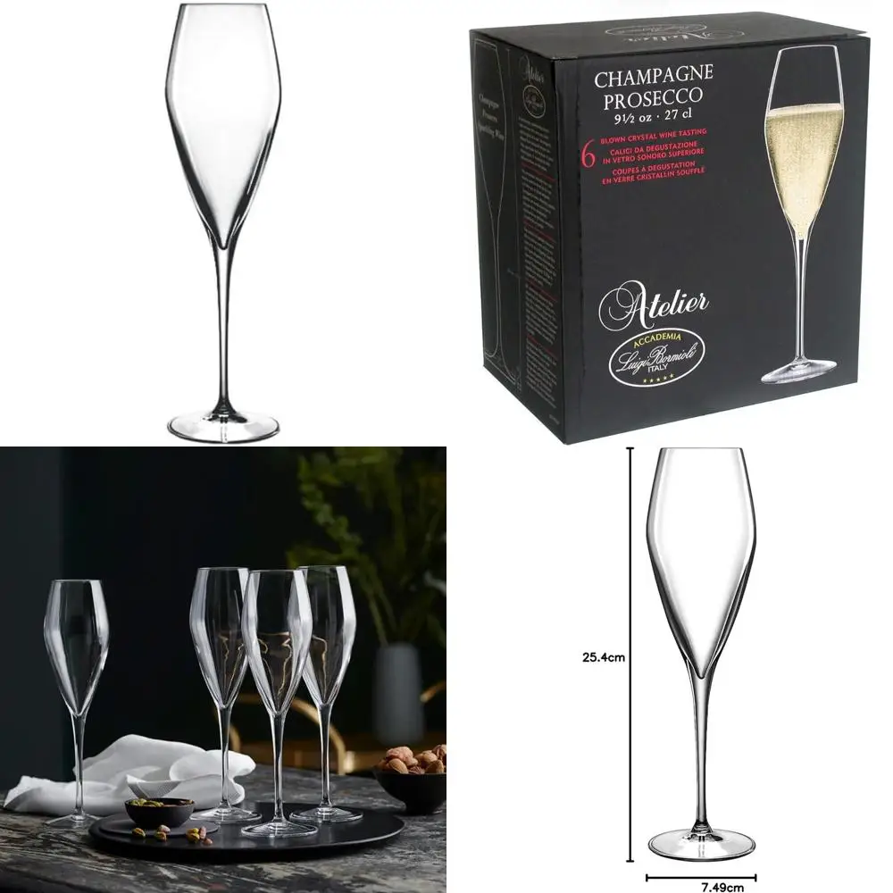 

Champagne Glasses Set of 6, 9.25 oz Capacity, Clear, Elegant Stemware for Special Occasions