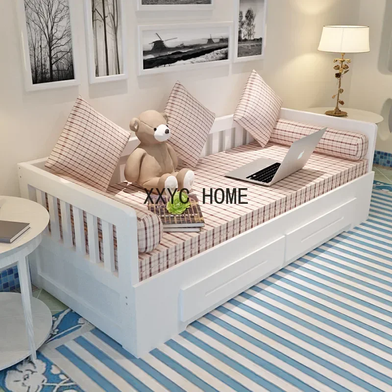 

Solid Wood Sofa Bed Living Room Foldable Multifunctional Dual-Use Single