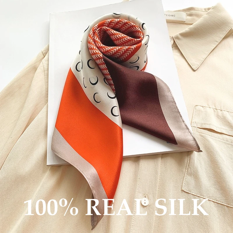 

Новый 100% шелковый платок для женщин: весенне-летний, солнцезащитный, квадратный, для волос, шаль, хиджаб, бандана, пашмина