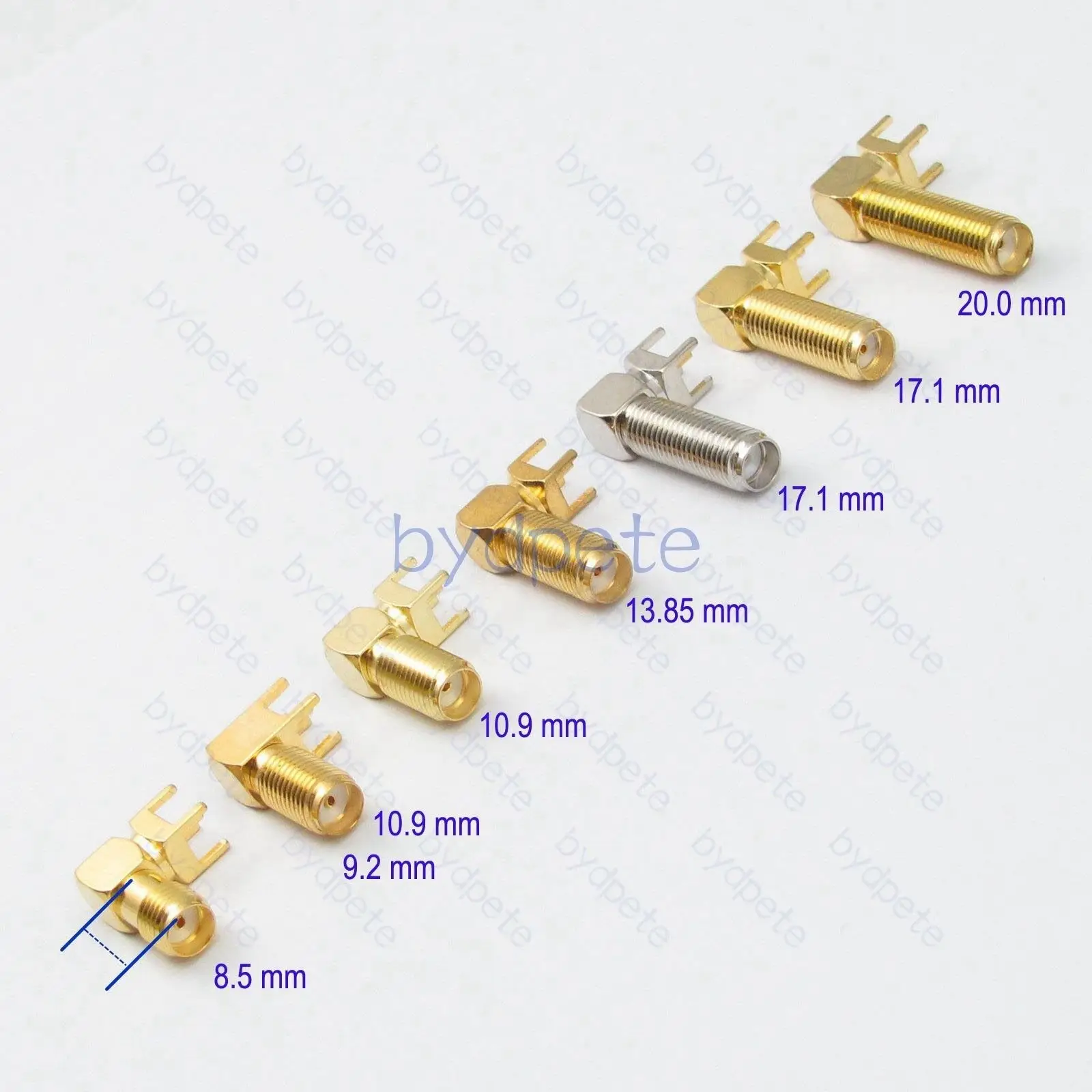 Nickel plated SMA Female Jack PCB Mount Square Connector 90 degree 4.2mm 8.5mm