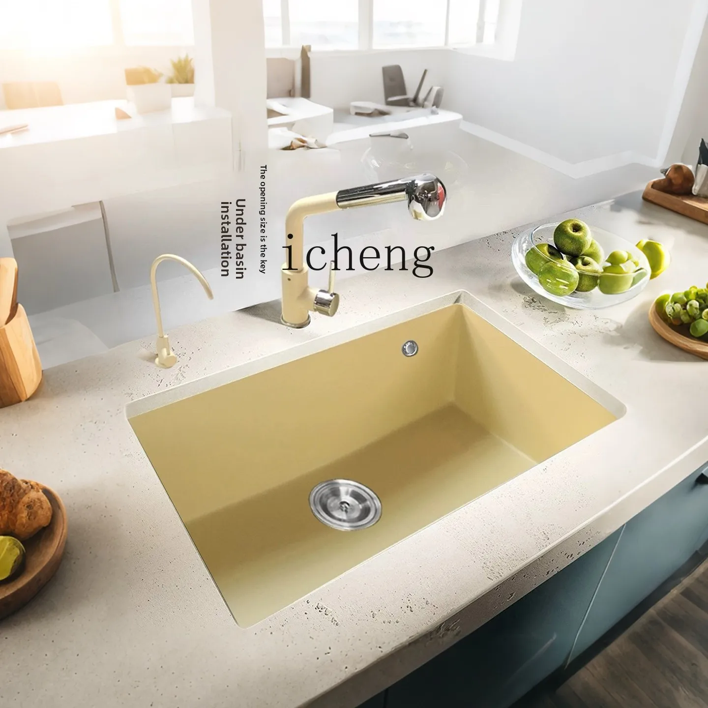 

LX quartz stone large single sink kitchen wash basin sink granite sink