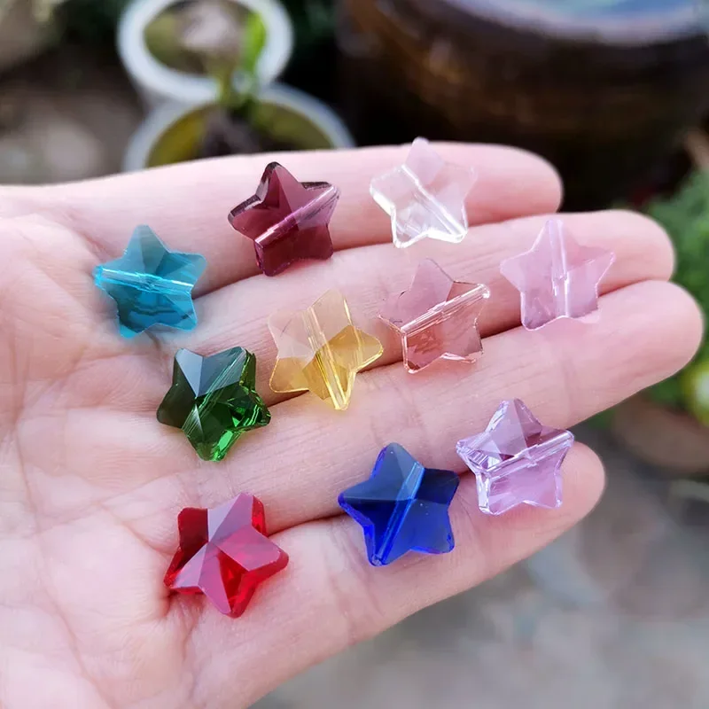 14mm Crystal Star Beads ciondolo Suncatcher in vetro lampadario a forma di cinque stelle prisma parti gioielli fai da te fare decorazioni per la