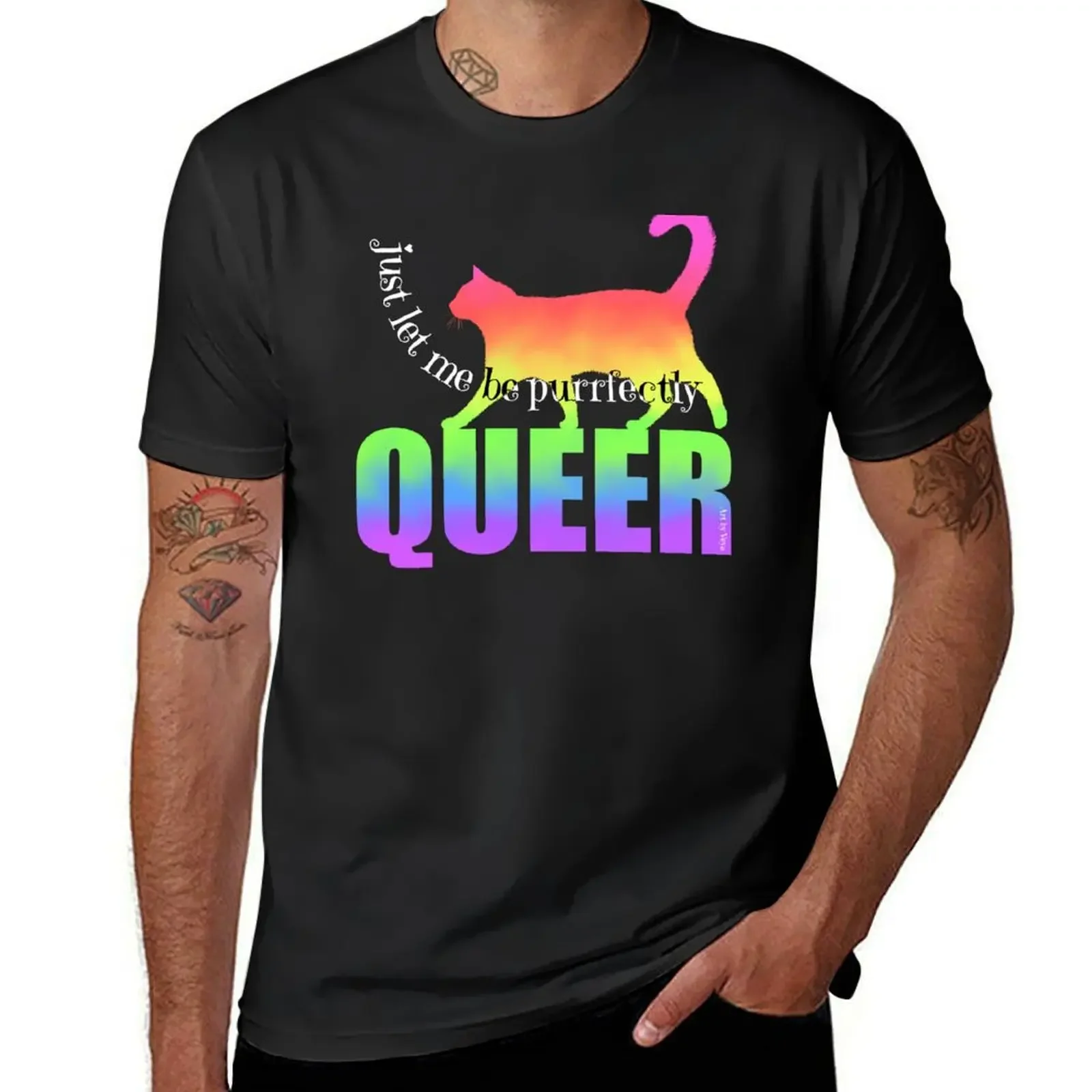 Let Me Be Purrfectly Queer T-Shirt tops sweat shirts graphic tee t shirt for men