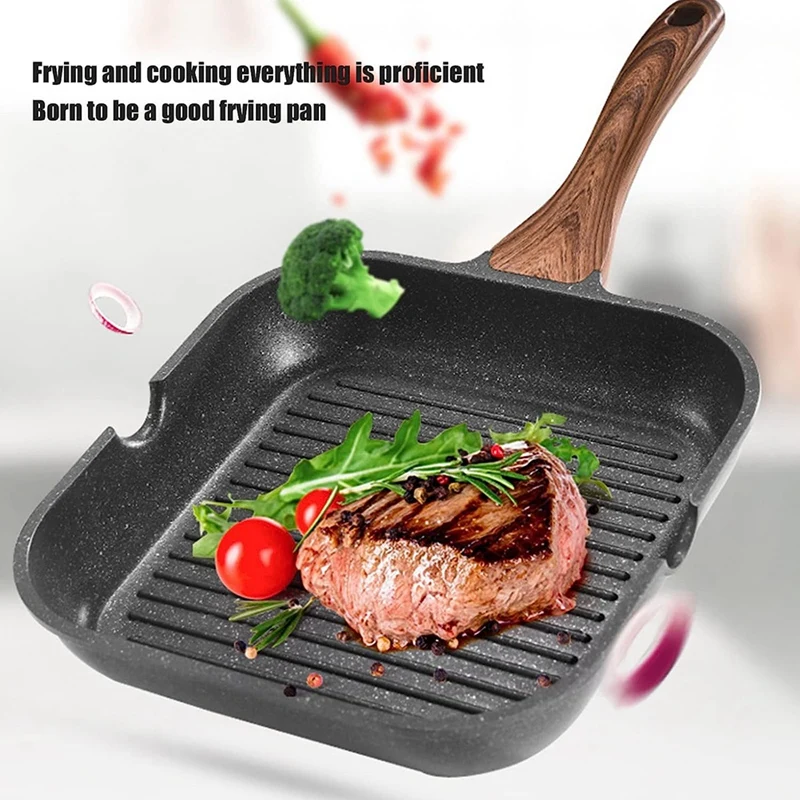 Grill Pan For Stove Tops, Nonstick Induction Pan Aluminum Induction Steak Bacon Pan Frying Pan For Gas, Ceramic