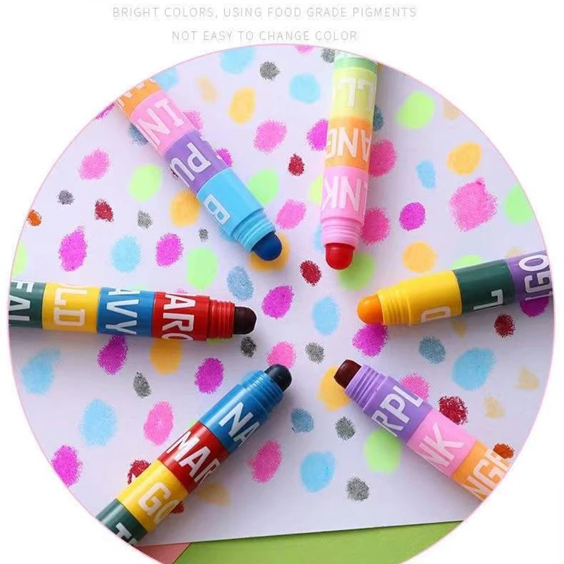 Kawaii Solid Highlighter Creative Multi-color Pen DIY Retro Graffiti Painting Pen 12color Splicing Key Line Marker Pen