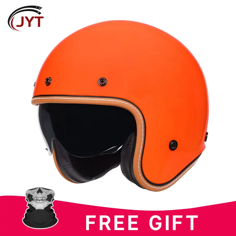 Open Face Helmet for Men Retro 3/4 Motorcycle Helmets Vintage Jet Helmet Cafe Racer Half Face Helmet Women DOT Capacete De Moto