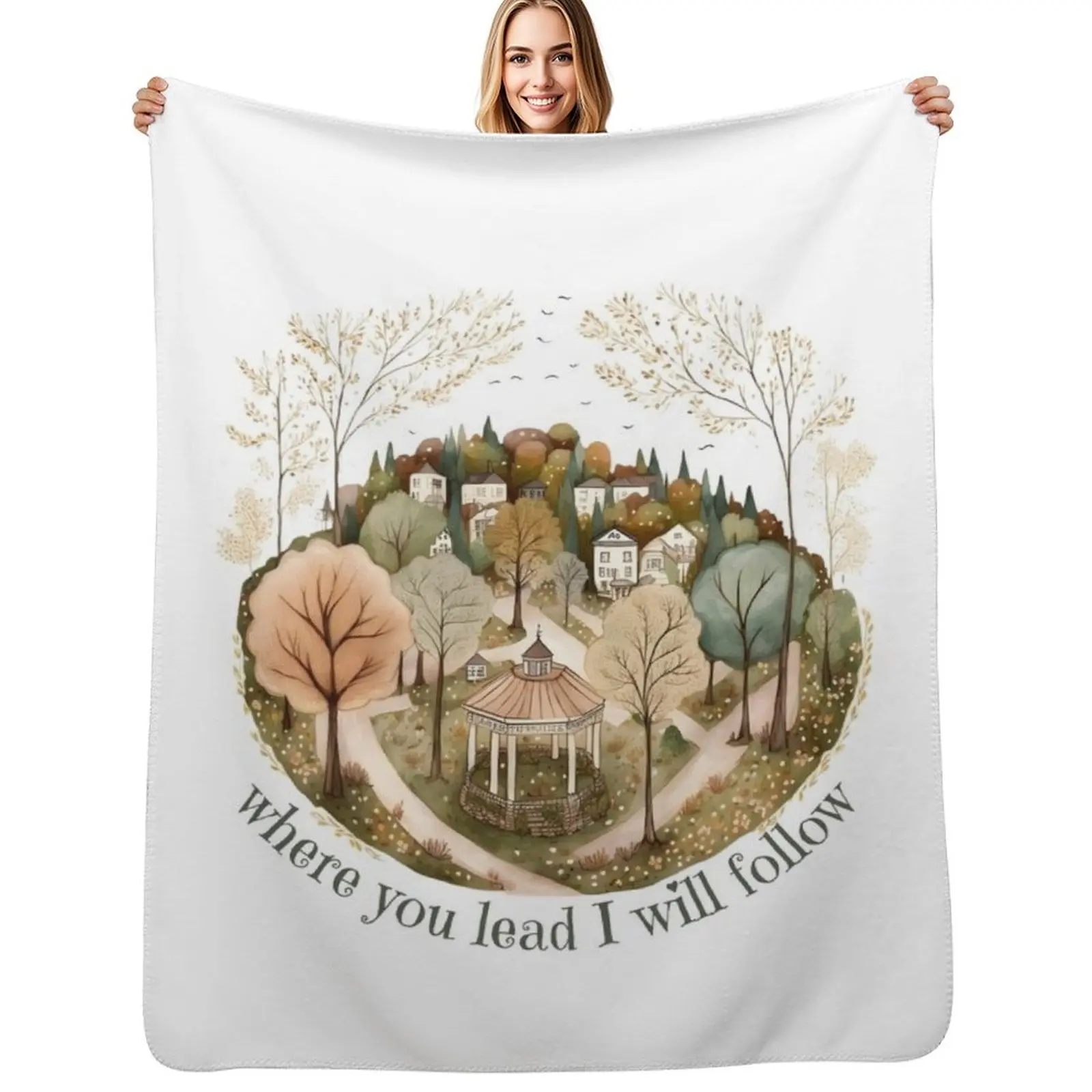 Where you lead - Gazebo - Watercolor art - Gilmore Throw Blanket Bed linens Bed covers Sofa cosplay anime Soft Moving Blankets