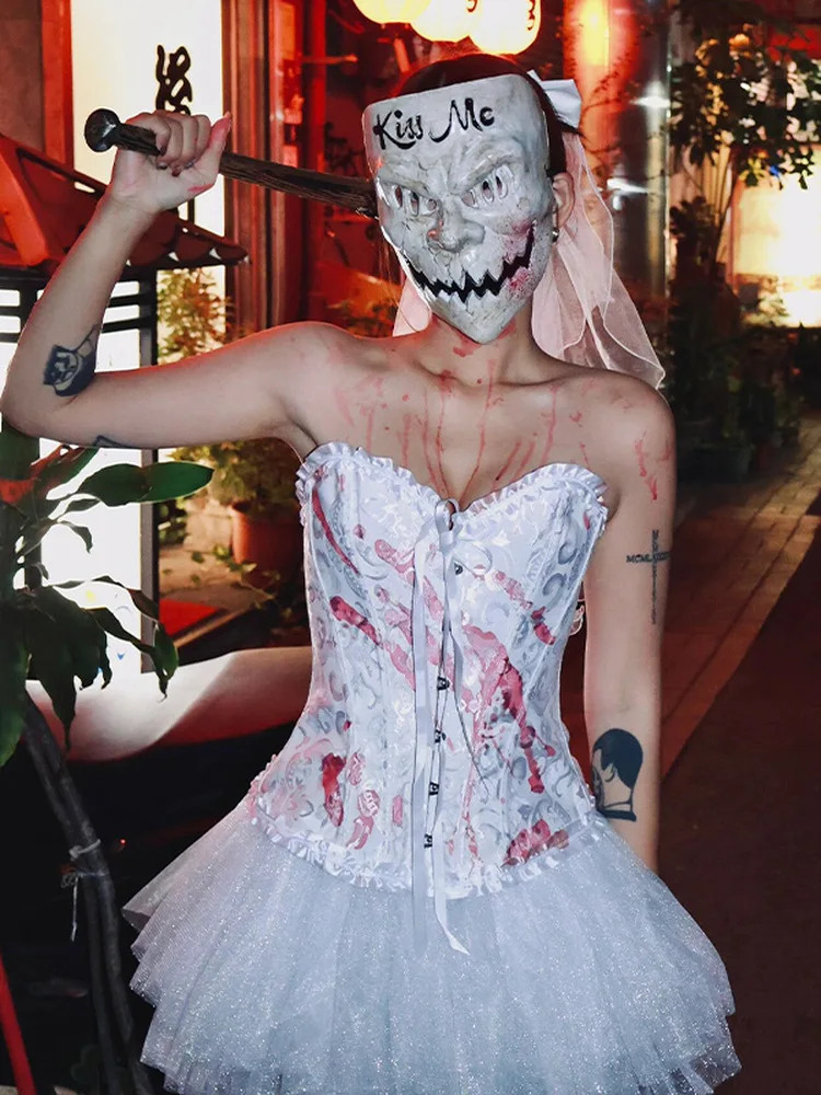 

Ballet Swan orm Skirt Sexy Angel Devil Strapl Dr loween Costume Pure Desire Sle Midi High Waist Polyester Dr