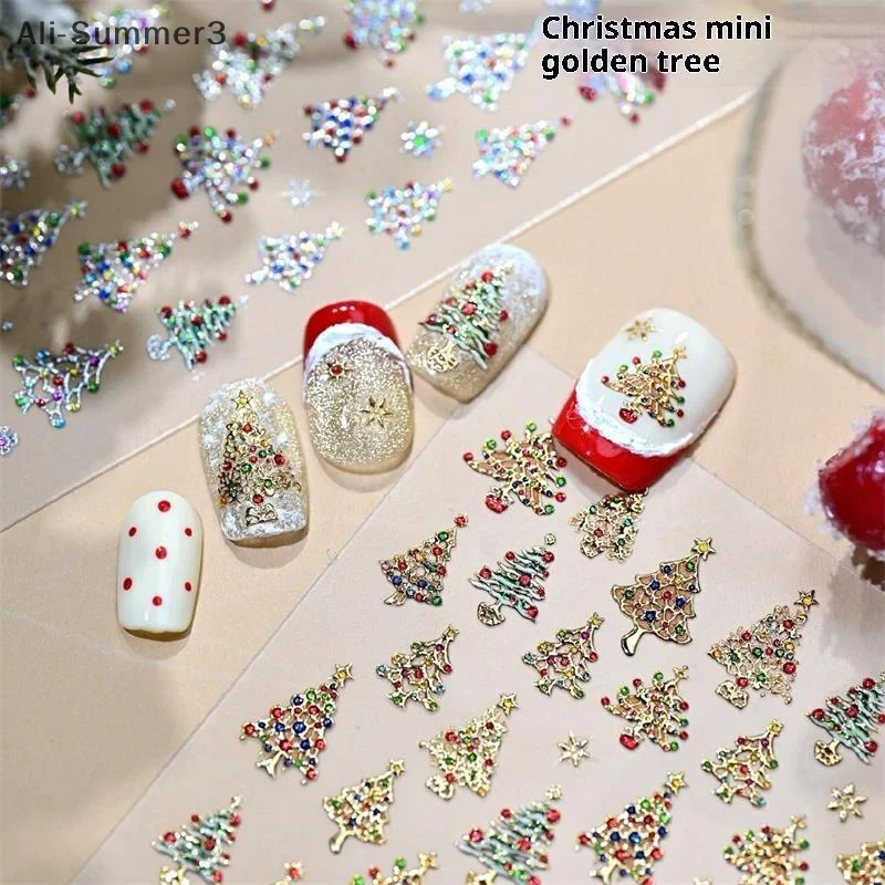 لطيف عيد الميلاد نمط كريستال الكرة أضواء ملونة شجرة عيد الميلاد مسمار الفن طباعة ملصقات مانيكير الشارات ملصقات مسمار ديكور هدية #1