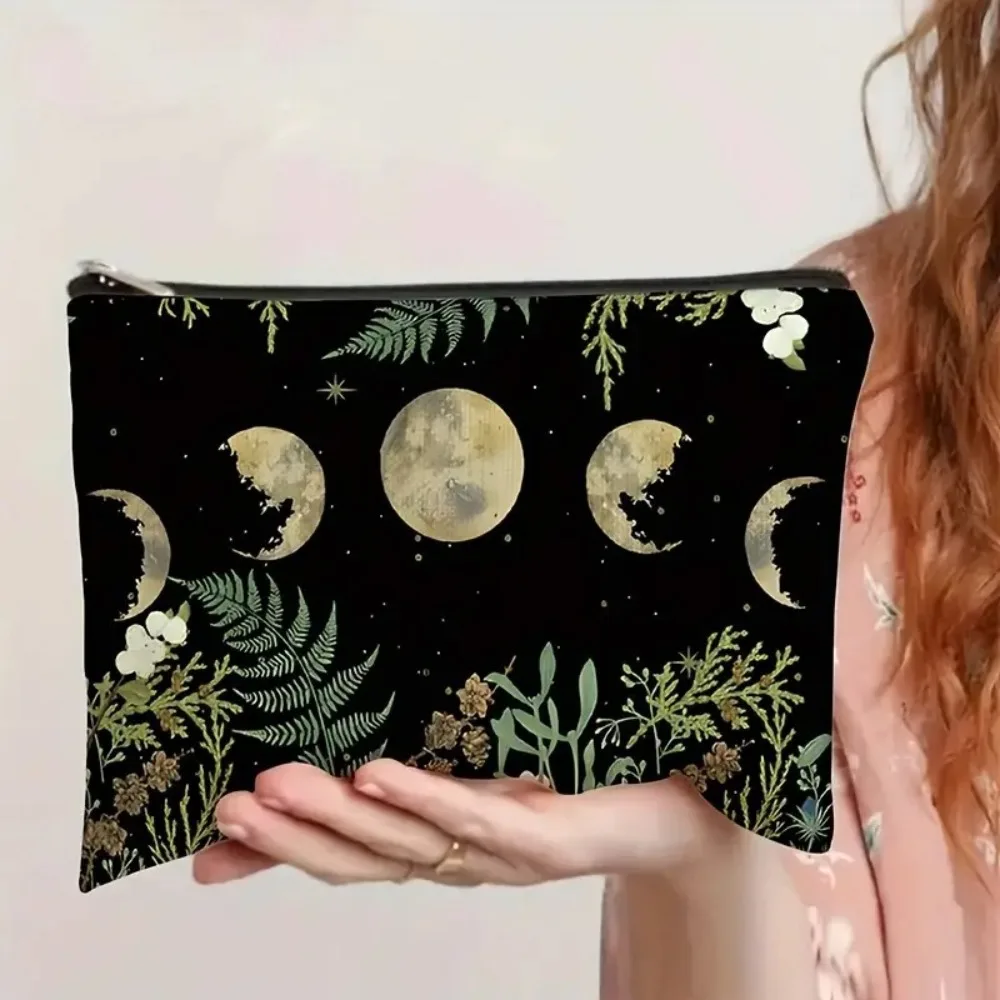 New Cat and Moon Design Makeup Bag Trendy Durable Storage Bag Portable Forest Bag Gift Zipper Toiletry Bag Travel Organizer image 3