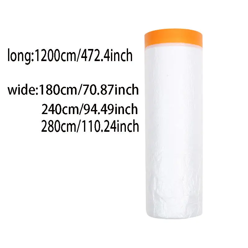 Pré-arracado filme de mascaramento pintores folha de plástico filme fita pintura do carro filme de mascaramento pintura automotiva cobrindo fitas de móveis