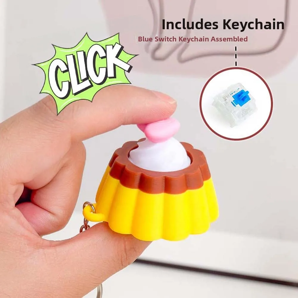 3D Printed Foods Clicker Key Chain Cartoon Tortoise Cat Paw Pendant Sensory Clicker Love Heart PLA Funny Fidget