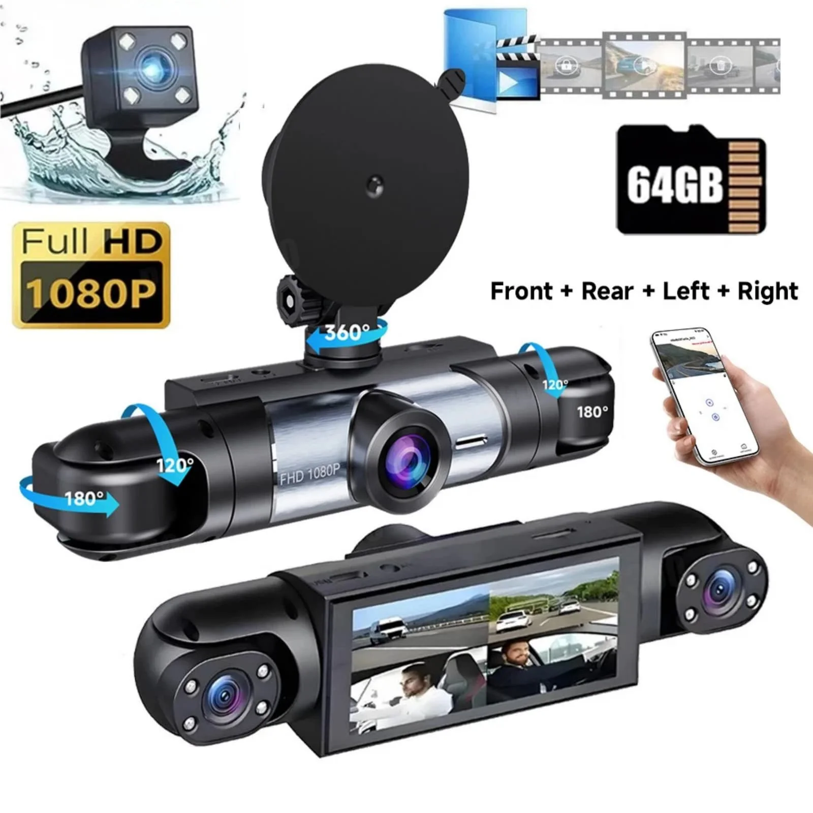 4 Channel Dash Cam 360° Car Video Recorder With Night Vision Parking Monitor Motion Detection Loop Recording Auto Accessories