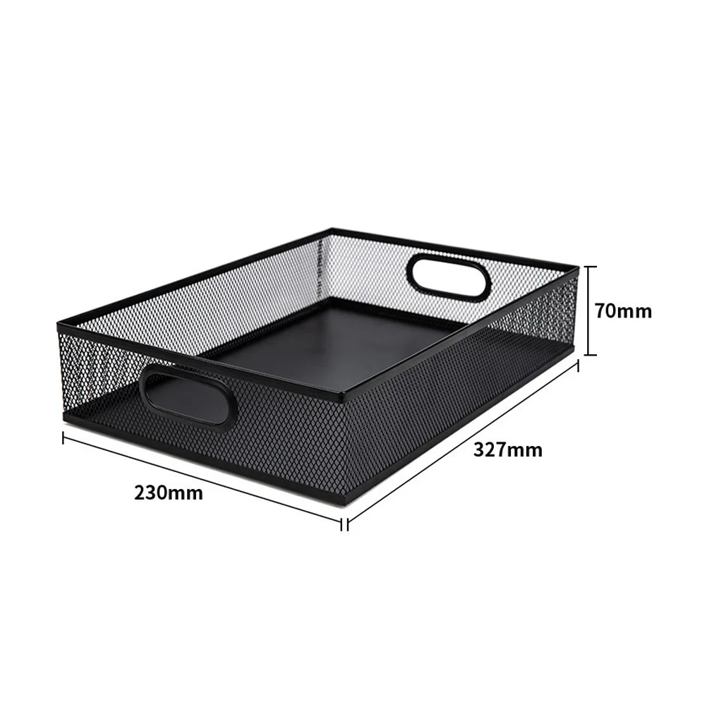 

Metal File Basket Desktop Storage Tray Black Premium Iron Simple Practical Smooth Office ganization Storage Case Home