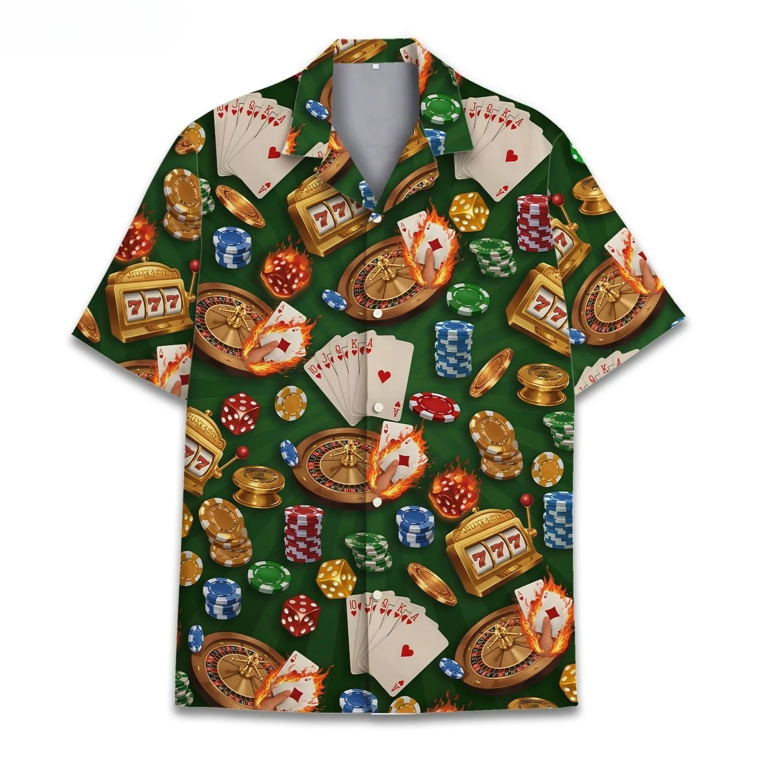 Camisas hawaianas de póker Camisa de juego Blackjack Camisa de manga corta con botones Regalo para amantes del casino Camisa de casino de viaje de Las Vegas