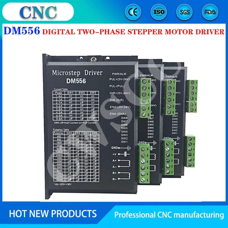 

3PCS DM556 Digital driver 2 phase 5.6A for 57 86 NEMA23 NEMA34 Stepper Motor Controller