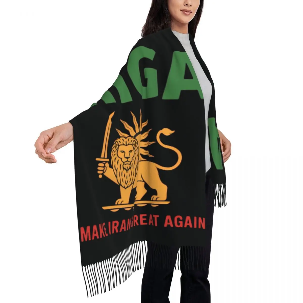 

Warm Soft Scarf Winter Make Iran Great Again Emblem Of Iran Miga Shawl Wraps Graphic Foulard Lady Casual Scarves Wraps