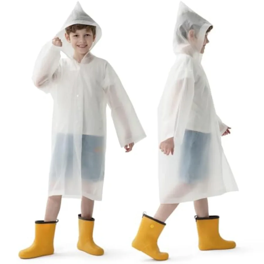 

Opret Raincoats for,Reusable Rain Ponchos with Hood and Sleeves Waterproof Rain Coats for Boys and Girls