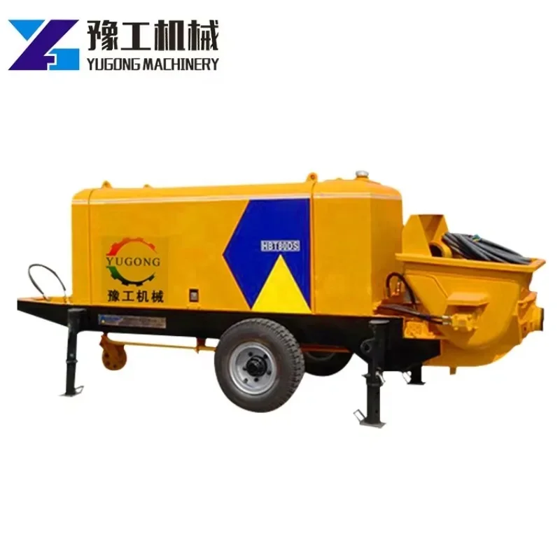 Concrete Trailer Pump With Mixer Diesel Mobile Concrete Machine Cement Concrete Pump For Building