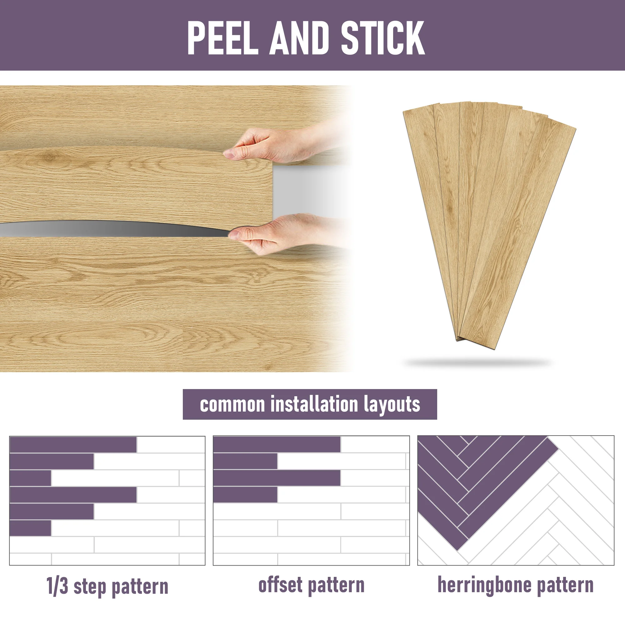 18개 조각 12MIL x 6인치 x 36인치 미국용 붙이는 바닥 타일 주방 다층 구조