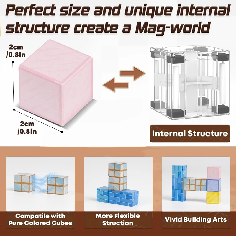 Magnetic Building Blocks Magnet Set Education Toys STEM Montessori Stacking Cube Construction Christmas Gift For Kid Boy