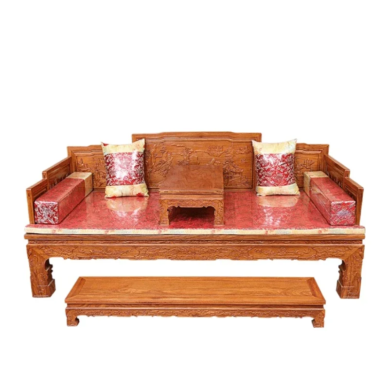 

Mahogany classical furniture, African huanghuali wood hedgehog red sandalwood mountain water Arhat bed Jiangmen solid wood