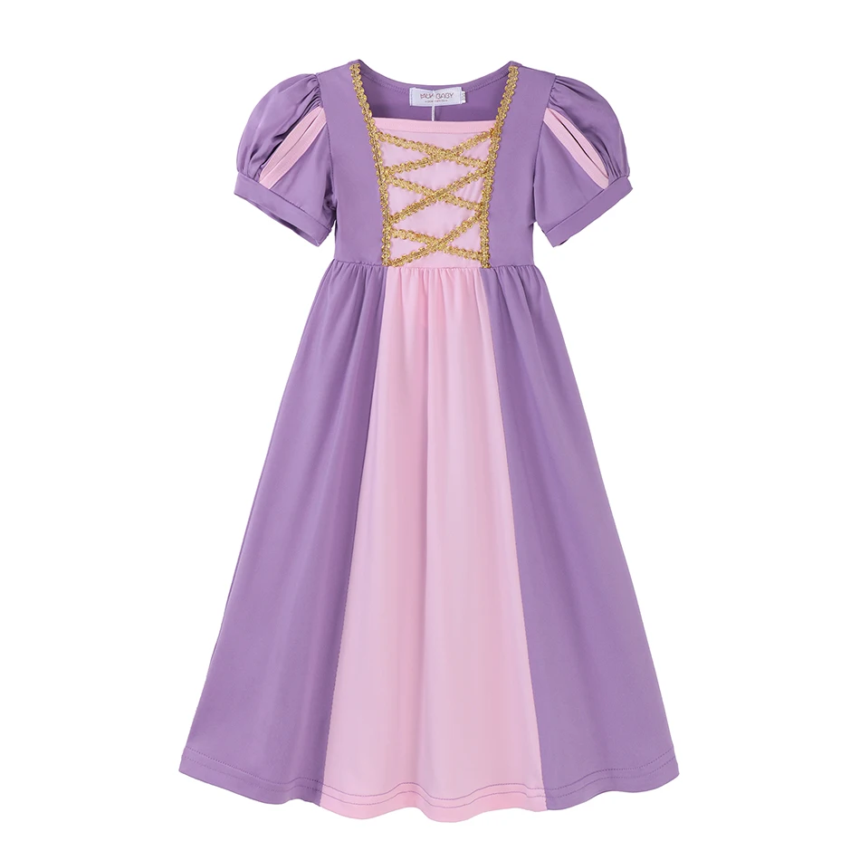 Cotton Princess Style Maxi Dress Girls Disney Cinderella Aurora Elsa Anna Gown Soft Clothing Kid Party Mirabel Cosplay Outfit