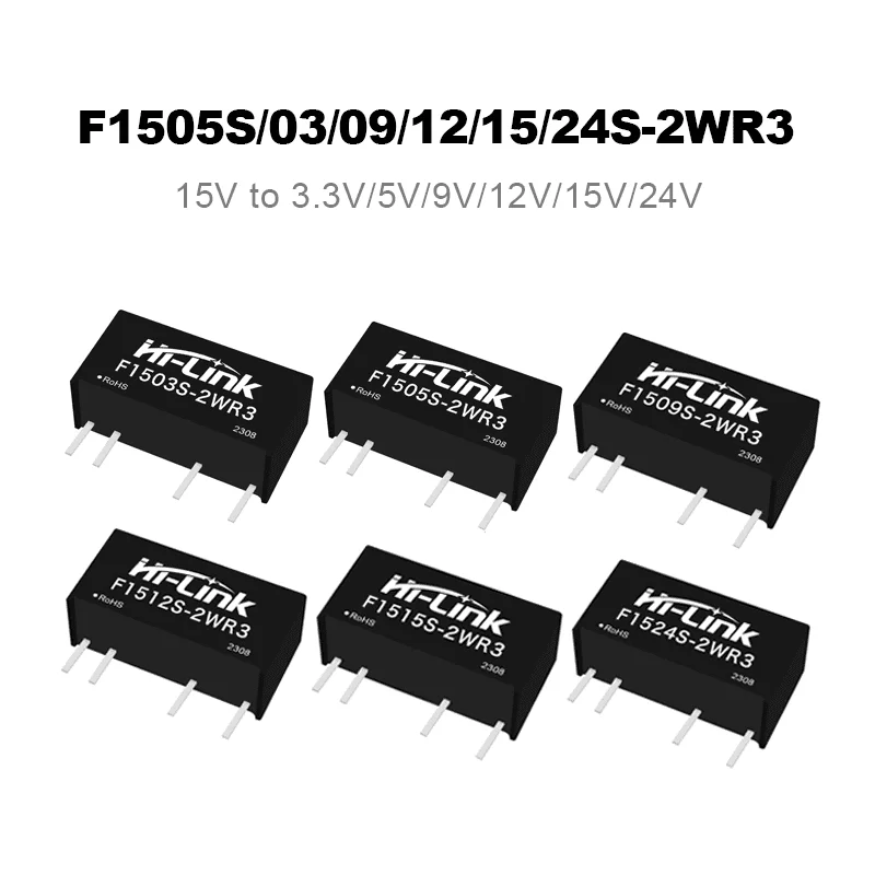 2W Compact SIP Transformer F1512S F1524S 15V Fixed Input Small Plastic Casing Minus40 To 85 Degrees Isolated Step Down Power Ass