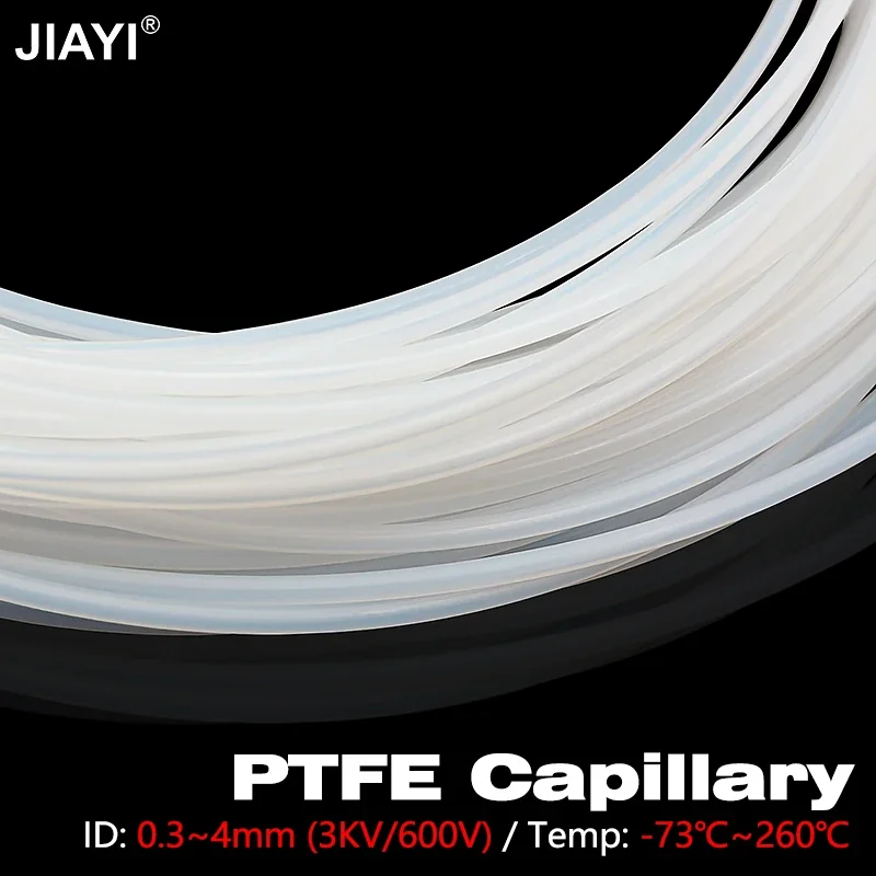 Anti-Aging Weißes PTFE Starres Kapillarrohr 1M/3M/5M ID 0,3-4mm Hochtemperatur-Korrosionsbeständiges Isoliertes Rohr für 3D-Drucker-Teile