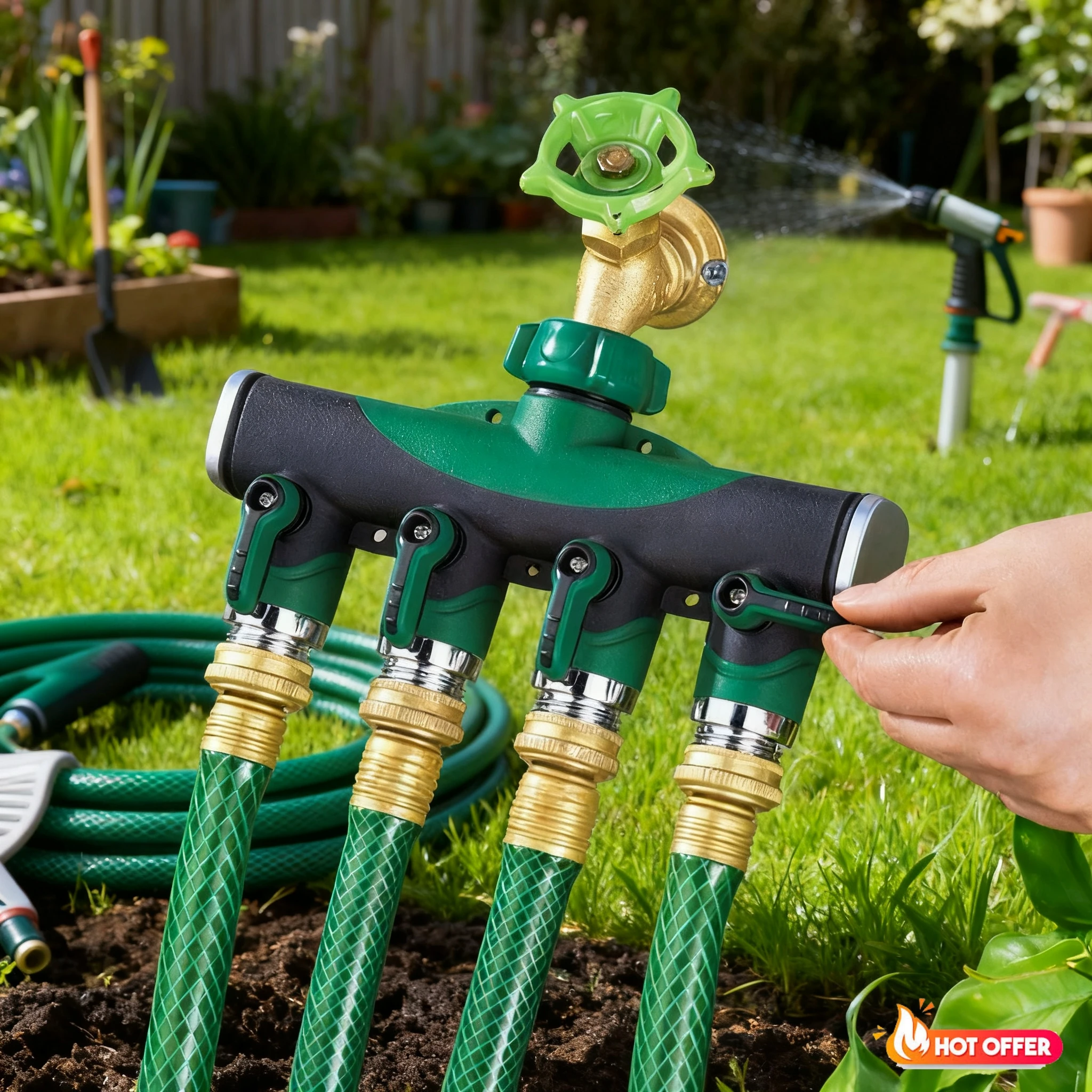 

Дорожный распределитель, распределитель воды из цинкового сплава с отдельным регулирующим клапаном, герметичный 4-ходовой разветвитель для сада 4