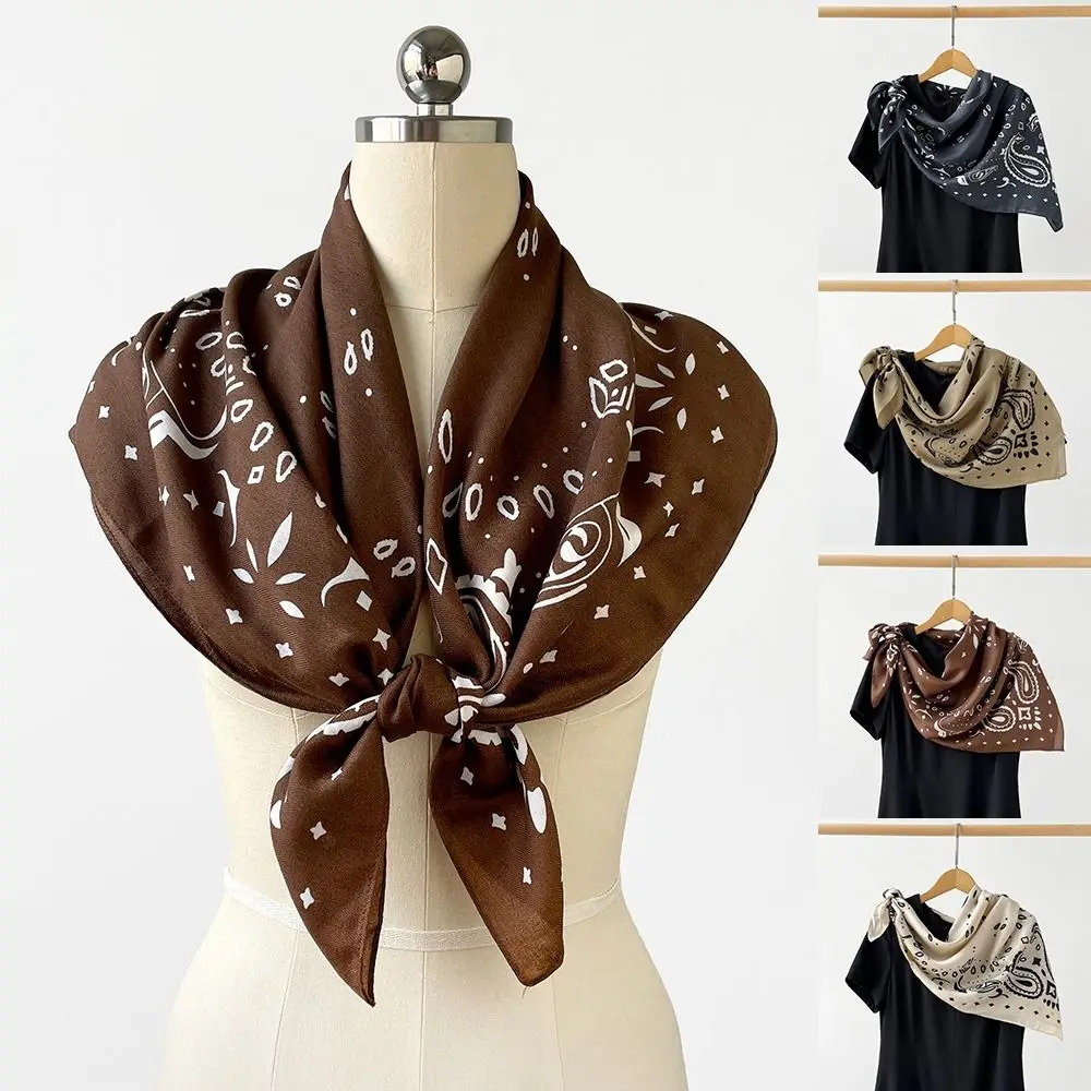 

Элегантный женский платок на голову с узором пейсли, большой квадратный шарф 90 см с принтом, универсальный стильный мягкий женский платок, летние аксессуары