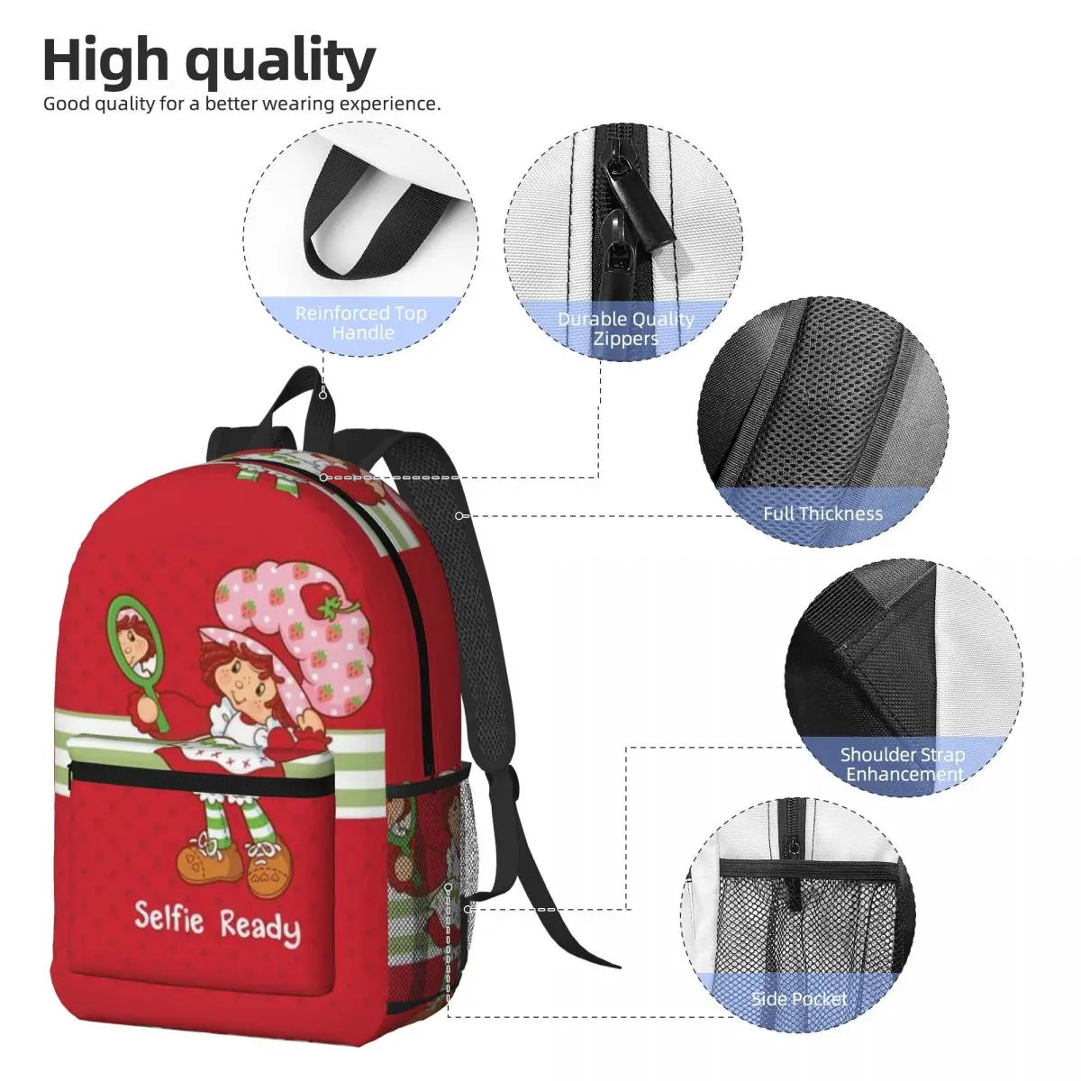Like Strawberry ShortCake Backpack Boys Girls BookBag Children School Bag Computer Shoulder Bags for Men Women