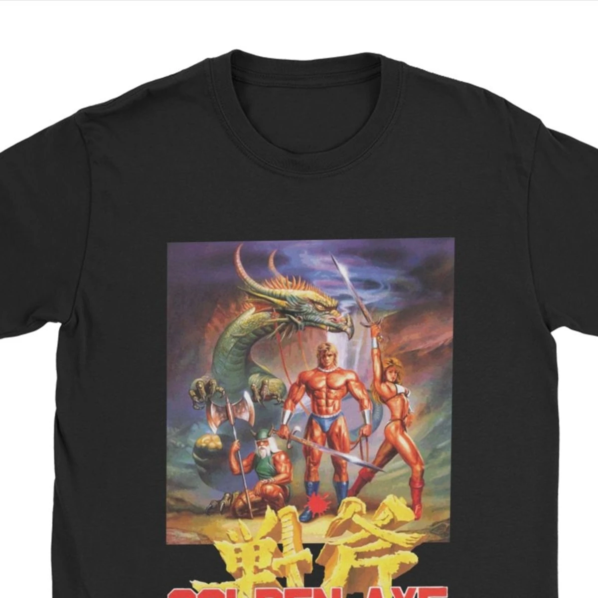 Golden Axe Streets Of Rage Tee Shirt for Men Pure Cotton Vintage Tshirt Retro Axel Blaze Fighting Game Tees