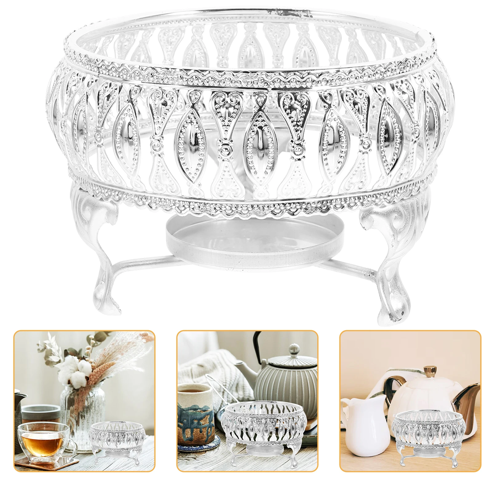 

Teapot Warmer C Heater Rack for Home Heat Resistant Zinc Alloy Smooth Surface Practical Decorative Gift Tea Coffee
