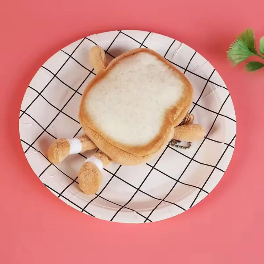 Cartoon Toast pane peluche bambini portamonete auricolare borsa moneta portachiavi borsa bambola ciondolo compleanno