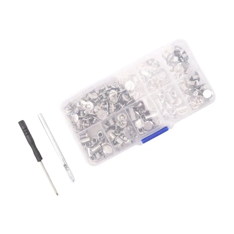 AS94-Chicago Screw Leather Rivets Assorted Screw Rivets M5 Chicago Binding Screws For Decorating PU Craft Belts(110PCS)