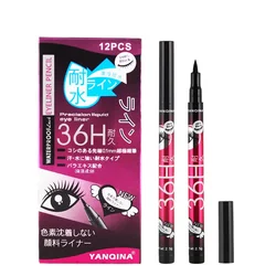 Black Liquid Eyeliner Waterproof Eyeliner Pencil 36H Long-Lasting Liquid Eye Liner Pen Quick-Dry No Blooming Cosmetics Tool