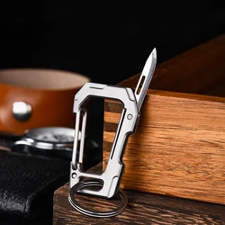 High Quality Multifunctional Titanium Keychain Men's Waist Hanging Car Key Chain Mini EDC Portable Unboxing Pocket Knife