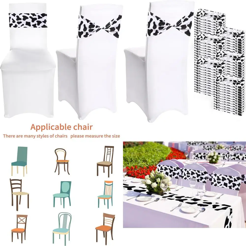 

72-Piece Cow Print Elastic Chair Sashes for Safari-Themed Parties & Birthdays