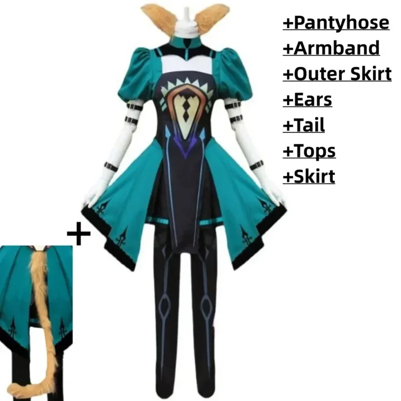 CyAnime Game Fate/Apocrypha Grand Order Atalanta, disfraz de Cosplay, peluca Archer, falda verde, uniforme, conjunto completo, traje de fiesta Sexy para mujer